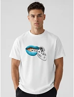 Pánské bavlněné tričko oversize s potiskem bílé FashionStreet NX1036R Pánské bavlněné tričko oversize s potiskem bílé FashionStreet NX1036R
