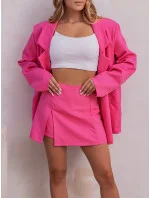 Dámský komplet ve fuchsijové barvě - oversize sako a kalhotová sukně (82176/178)
