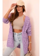 Dámský kardigan s kapsami krajkový fioletový