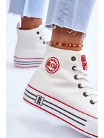 Dámské vysoké textilní tenisky na platformě Big Star LL274185 Bílá Dámské vysoké textilní tenisky na platformě Big Star LL274185 Bílá