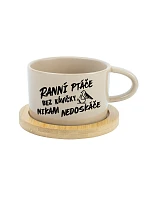 RANNÍ PTÁČE BEZ KÁVIČKY NIKAM NEDOSKÁČE - krémový hrníček makronka 200 ml