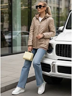 Dámská prošívaná bunda s kapucí béžová FashionStreet TY5547