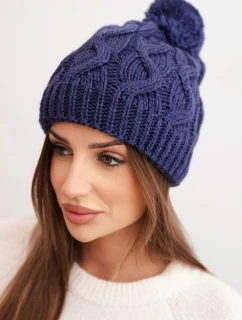 Dámská zimní čepice vlněná s hrubým copánkovým vzorem K458 fialová
