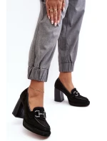 Kožené lodičky na masivním sloupku Laura Messi 2706 černé