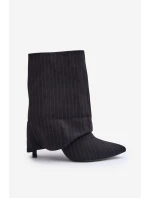 Dámské boty na podpatku se zahnutým svrškem a špičatými špičkami černé Naritua