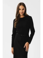 S347 Šaty s předními sklady - černé S347 Šaty s předními sklady - černé