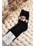 Teplé bavlněné ponožky s medvídkem, černé Teplé bavlněné ponožky s medvídkem, černé