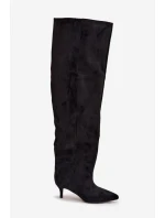 Dámské kozačky na jehlovém podpatku Ysolienne – černé