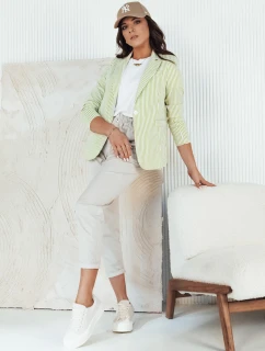 Dámská pruhovaná bunda LINARO bílo-zelená FashionStreet PY0088