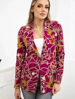 Bavlněná bunda s potiskem a knoflíkem tmavě fialová