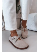 Kožené semišové dámské polobotky Zazoo N1271 světle béžové