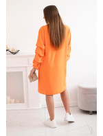 Oversized šaty s ozdobnými rukávy oranžové barvy