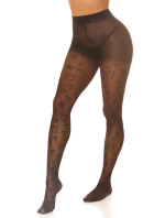 Sexy punčochové kalhoty s potiskem "Love" SH6813 černé - Koucla