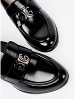 Pohodlné  polobotky dámské černé na širokém podpatku