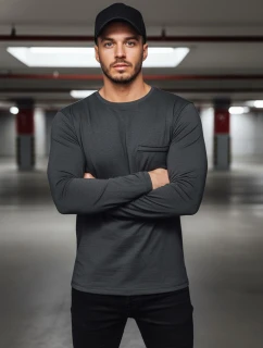 Pánské tmavě šedé tričko FashionStreet s dlouhým rukávem LX0561