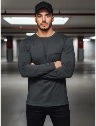 Pánské tmavě šedé tričko FashionStreet s dlouhým rukávem LX0561