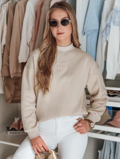 Dámská oversize mikina s nášivkou LOVASON béžová FashionStreet BY1420