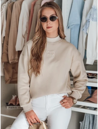 Dámská oversize mikina s nášivkou LOVASON béžová FashionStreet BY1420