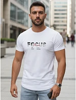 Pánské tričko s velkým nápisem, bavlněné, bílé, FashionStreet NX5137R
