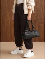 Dámské jogger kalhoty z manšestru s opaskem, čokoládové, FashionStreet UY3140 Dámské jogger kalhoty z manšestru s opaskem, čokoládové, FashionStreet UY3140