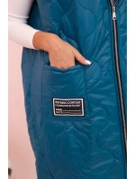 Dámská prošívaná vesta Plus Size s kapucí na zip mořská