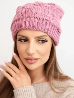 Dámská zimní čepice z vlny s ozdobným vzorem K451 fialová