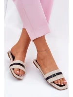Ploché dámské sandály s páskem a přezkou béžové Zilina