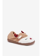 Vánoční dámské pantofle s motivem soba chlupaté béžové Orsella Vánoční dámské pantofle s motivem soba chlupaté béžové Orsella