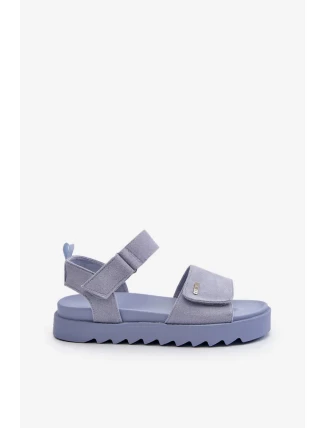 Dámské semišové sandály na platformě Big Star modrá Dámské semišové sandály na platformě Big Star modrá