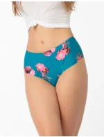 Dámské kalhotky brazilky Wild Rose Brasil Maxi petrolejová se vzorem - Julimex Dámské kalhotky brazilky Wild Rose Brasil Maxi petrolejová se vzorem - Julimex