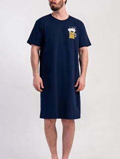 Pánská noční košile s krátkým rukávem Pivo Tmavě modrá - Vienetta