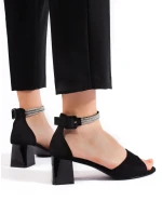 Exkluzívní černé sandály dámské na širokém podpatku Exkluzívní černé sandály dámské na širokém podpatku