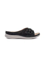 Originální černé  nazouváky dámské na plochém podpatku