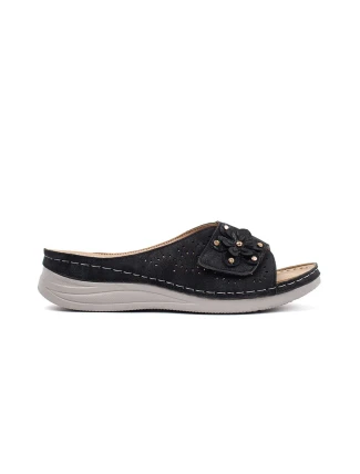 Originální černé  nazouváky dámské na plochém podpatku