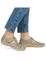 Dámská pohodlná prolamovaná obuv na suchý zip zelená Rieker 44852-52