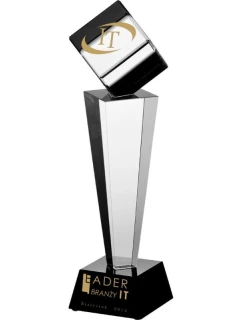 Gravírovaná skleněná trofej s pouzdrem + malířská výplň