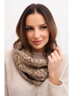Dámský pletený měkký melírovaný zimní šál KN25 tmavě béžový