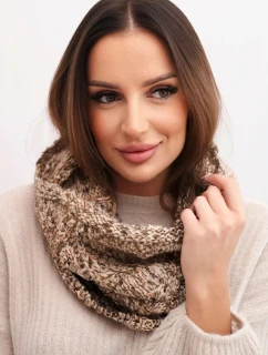 Dámský pletený měkký melírovaný zimní šál KN25 tmavě béžový