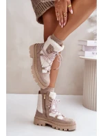 Kotníkové boty s beránkovým kožíškem béžové Merilana