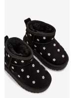 Dětské sněhule s květinovým motivem Gracina – černé