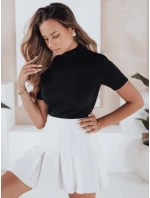 Dámský žebrovaný svetr s krátkým rukávem GIRLGLORY black FashionStreet MY2552