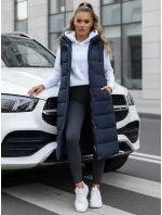 Dámská dlouhá prošívaná tmavě modrá vesta FashionStreet TY5252
