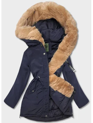 Tmavě modrá dámská zimní bunda parka (CAN-588)