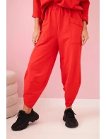 Bavlněná mikina kalhoty set červený