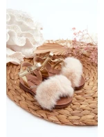 Dětské sandálky na suchý zip s kožíškem Zlaté Rosavere