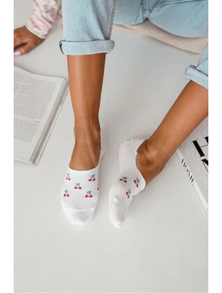 Dámské Ponožky Microstopky Bavlněné Malé Višně Bílé Dámské Ponožky Microstopky Bavlněné Malé Višně Bílé