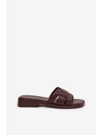 Dámské pantofle na ploché podrážce čokoládové Lorania