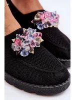Dámské Slip-on Tenisky s Kameny Černá Simple
