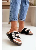 Dámské Pantofle S Přezkami A Kožešinou Černé Ezilena