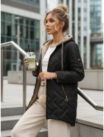 Dámská přechodná prošívaná bunda s prodlouženým střihem černá TY5606